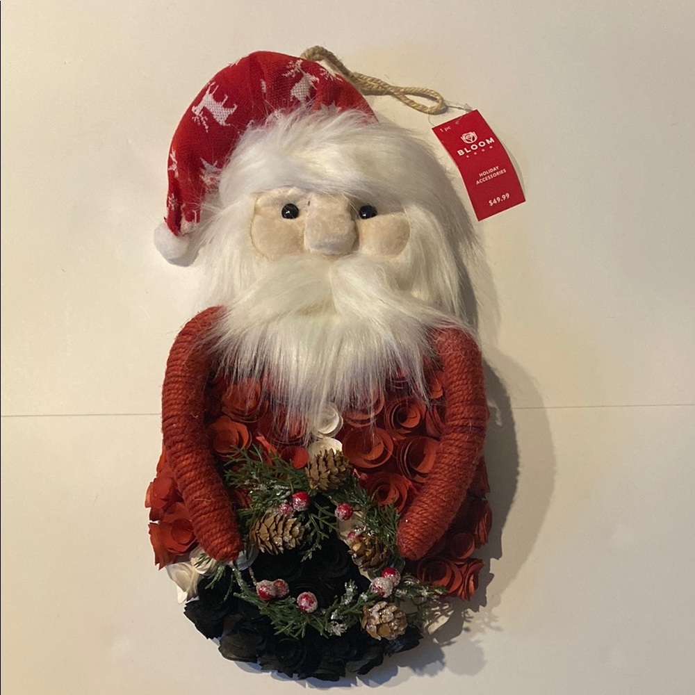 Santa Holiday Floral Holiday Wall Hanging Accessory Christmas Decor New